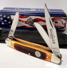 Queen USA Amber Winter Bottom Jigged Bone Stockman Folding Pocket Knife QAWB47 picture