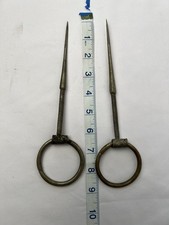 Vintage Bhutanese Ritual Spikes – Engraved  Phurba Lineage Tools Pair picture