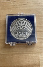 Disney Medallion 1.5 in Vintage Silver 1982 EPCOT Center Grand Opening Coin Case picture