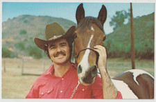 Cowboy Actor BURT REYNOLDS PAINT PINTO Horse Postcard JUPITER FLORIDA picture