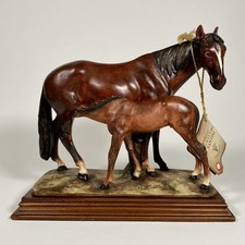 A Santini Capodimonte Mare & Nursing Foal Horse Sculpture Italy COA 8
