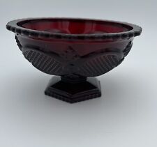 Vintage AVON 1876 Cape Cod Collection Red Ruby Glass Pedestal Candy Dish Bowl 6
