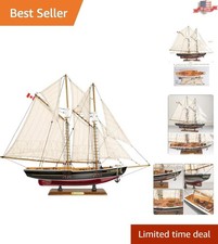 Authentic Wooden Bluenose Model Ship 1/80 Scale - Perfect Gift for Sailors picture