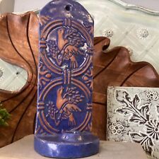 Mercer Moravian Pottery & Tile Works Rare Wall Hanging Candle Holder Bird Blue picture
