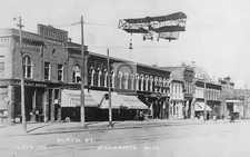 Main Street View Biplane Wyandotte Michigan MI - Reprint picture
