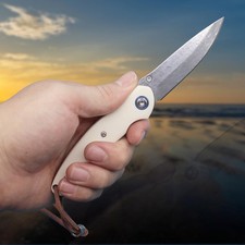 1pc Handmade Damascus Folding Knife, Pocket Hunting Knives For Hiking Fishing picture