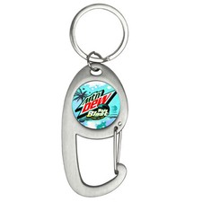 Mt Mountain Mtn Dew Baja Blast Premium Brushed Silver Carabiner Keychain picture
