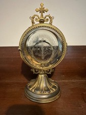 Vintage Gold Plated With Glass Luna Holder for Monstrance Luna Custodial picture