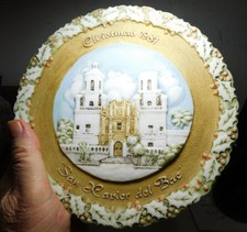 Fenton Glass Hand Painted Christmas Day 1981 Plate/ San Xavier Del Bac Mission picture