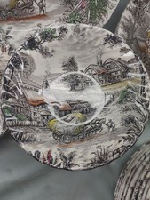 Vintage Staffordshire Yorkshire Ironstone Etched Farm Scene One (1) Cereal Bowl picture