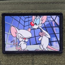 Pinky And The Brain Patch Moral Tactical Meme USA Cartoon Hook & Loop 3x2 picture