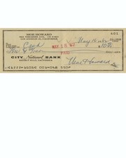Moe Howard Reproduction Cancelled Check and 8 x 10 Photo picture