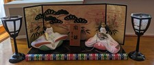 Japanese Hina Doll Set Vintage Style Hinamatsuri Display Pottery Yakushigama picture