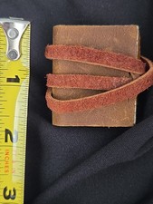 VINTAGE MINIATURE HOLY BIBLE Genesis To Revelation Leather Suede Wrap Strap... picture