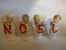 Vintage Commodore Japan Noel Christmas Angel 4 Piece Candle Holder UNDAMAGED picture