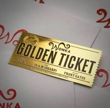 WILLY WONKA Replica Golden Ticket Charlie Chocolate Factory Movie Prop  picture