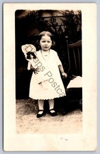 K57/ Cute Child w/ Doll Interesting RPPC Postcard c1910 190 picture