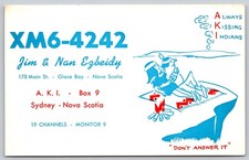 QSL Postcard Glace Bay Nova Scotia Ham Radio XM6-4242 Jim & Nan Ezbeidy C3 picture