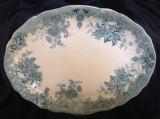 Mellor Taylor & Co. Niagara 19th C Early English Green White Porcelain Platter picture