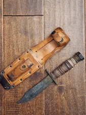 VINTAGE 1984 Camillus USGI USAF Jet Pilot Survival Knife Sawback Sheath & Stone picture