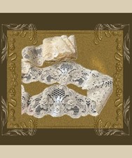 Vintage Edwardian Lyon Fleur Bridal Lace Egg Shell Scallop 84 in x 3 in NOS #V picture
