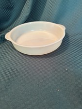 Vintage Fire King Ivory Oven Glass Handled Baking Dish 9” Cream Casserole picture