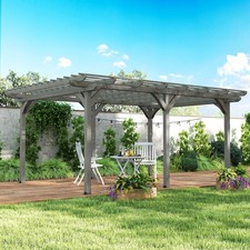 12' x 16' Wooden Pergola, Outdoor Gazebo for Vines, Gray picture