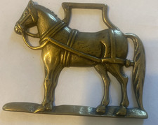 Brass Horse Medallion Antique English Draft Shire Work Heavy Cart Parade Harness picture