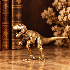 Mini Brass Trex T-Rex Statue Tyrannosaurus Rex Dinosaur Gift Dino Deco Figurine picture