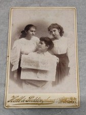 c1890s Women Read Augusta, Ga Evening News Newspaper Cabinet Card Photo Fashion picture