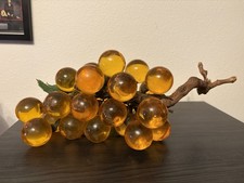 Vintage 70s Amber Orange Lucite Grapes MCM Decor  picture