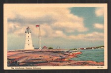 Lighthouse Nassau Bahamas Vtg P M Lightbourn Linen Postcard picture