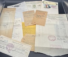 11 ANTIQUE PAPER EPHEMERA GROUP LOT VARIOUS RECEIPTS BILL OF SALE 1910-1915 picture