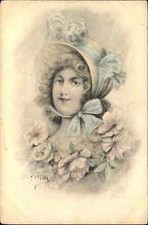 A/S Patella Beautiful Woman in Bonnet c1910 Vintage Postcard picture