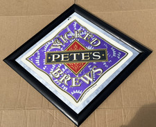 Vintage 1996 Pete's Wicked Brews Purple Diamond-Shape Mirror Beer Brewiana Sign picture