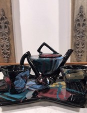 Modernist Charles Nalle designer tea set teapot mugs serving tray signed EUC picture