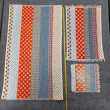 Vintage Cannon Royal Family 3pc Towel Set Orange Blue Geometric Fringed 70s USA picture