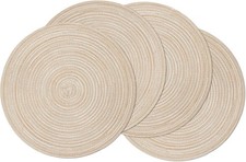 SHACOS 4 Pack 15 Inch Round Braided Placemats Beige Non Slip picture
