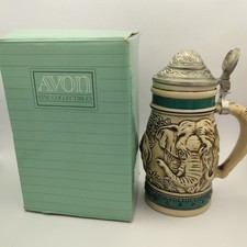 Avon Endangered Species Asian Elephant Stein Mug 1990 Brazil Fine Collectible picture