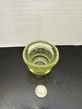 Vintage Yellow Vaseline Glass Toothpick Holder Holly Leaf Pattern  picture
