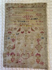 LATE 18TH CENTURY MOTIF, & ALPHABET SAMPLER.. 1780 picture