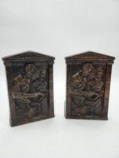 2 Vintage Abraham Lincoln Cast Iron Bookends 1922 Olga Popoff Muller picture