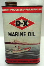 VINTAGE D-X MARINE OIL 1 QUART METAL CAN TULSA OKLAHOMA DIAMOND OUTBOARD EMPTY picture