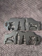 Vintage John Wright Christmas Cast Iron Double Sided Candy Chocolate Molds- USED picture