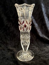 Vintage 1950’s Bavarian Echt Bleikristall Full Lead Crystal Cranberry Inlay Vase picture