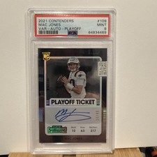 2021 Contenders Mac Jones RC ROOKIE Playoff Ticket AUTO /49 PSA 9 MINT picture