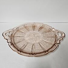 Jeanette Pink Cherry Blossom 2 Handle Tray Cake Plate Depression Glass 12 3/4