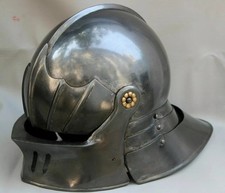 18GA Medieval Knight German Sallet Helmet | Blued Steel Armor | SCA LARP Cosplay picture