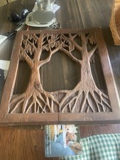 Vintage Hand-Carved Wooden  Trees 3d– Rustic Vintage Wall Art 24 X 22 “ picture