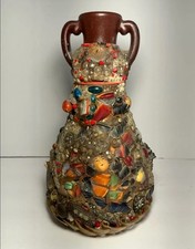 Vintage Folk Art Memory Jug Jar - Doll Face, Two Handle picture